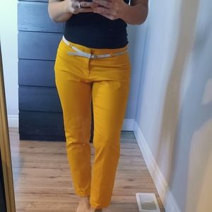 Calvin Klein mustard yellow cropped chino pants with belt size US10